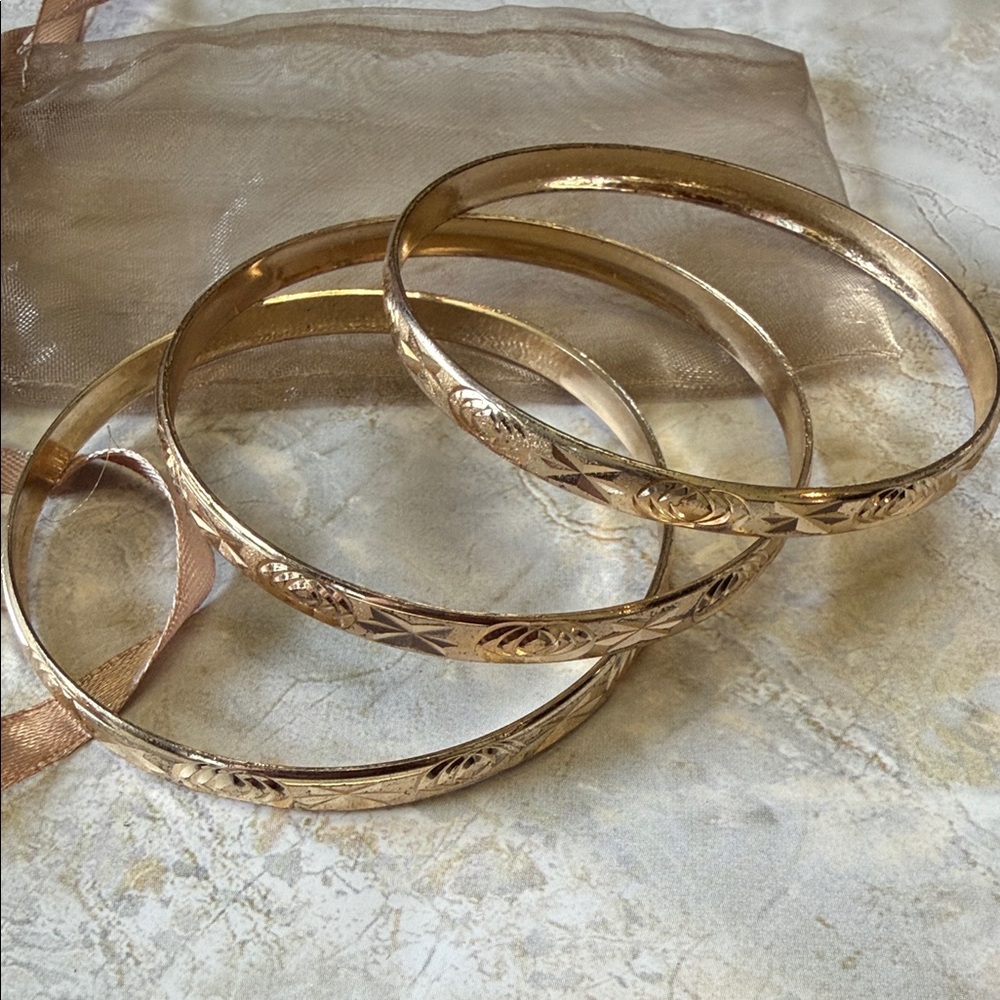 Small Elegant Plated Gold Bangle Set for little girls